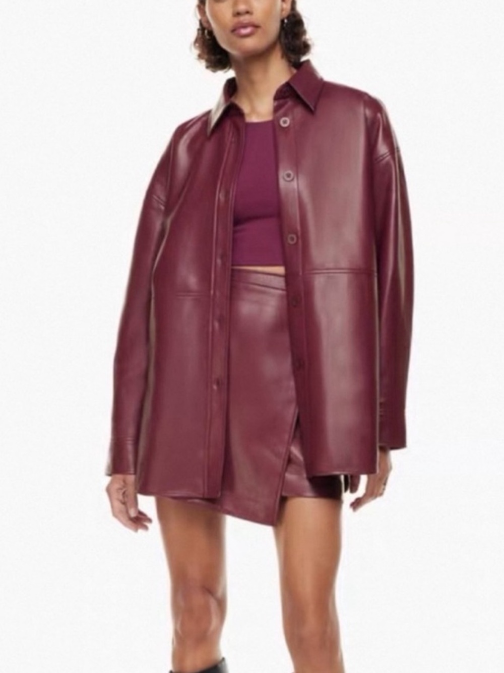 Babaton Pelli Vegan Leather Shirt Jacket